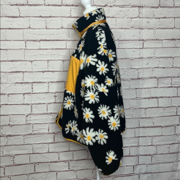 RARE Sundae School Daisy Print Full Zip Sherpa Fleece Jacket Medium - Picture 6 of 11